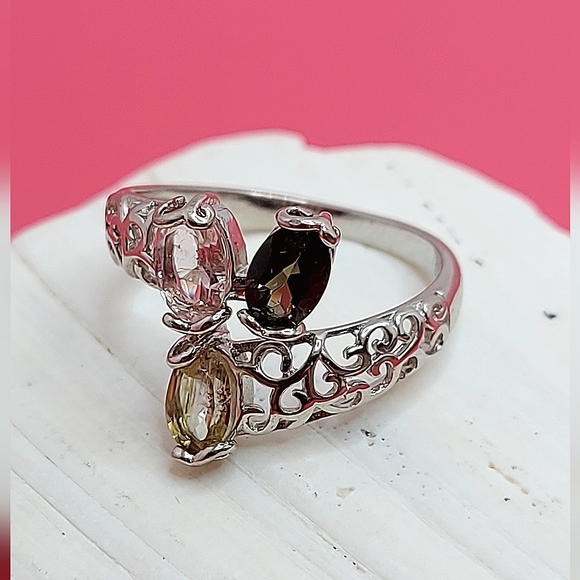 Natural Oval Multi Color Tourmaline 6x4mm 925 Sterling Silver Ring Sz 6.5 - Picture 9 of 9